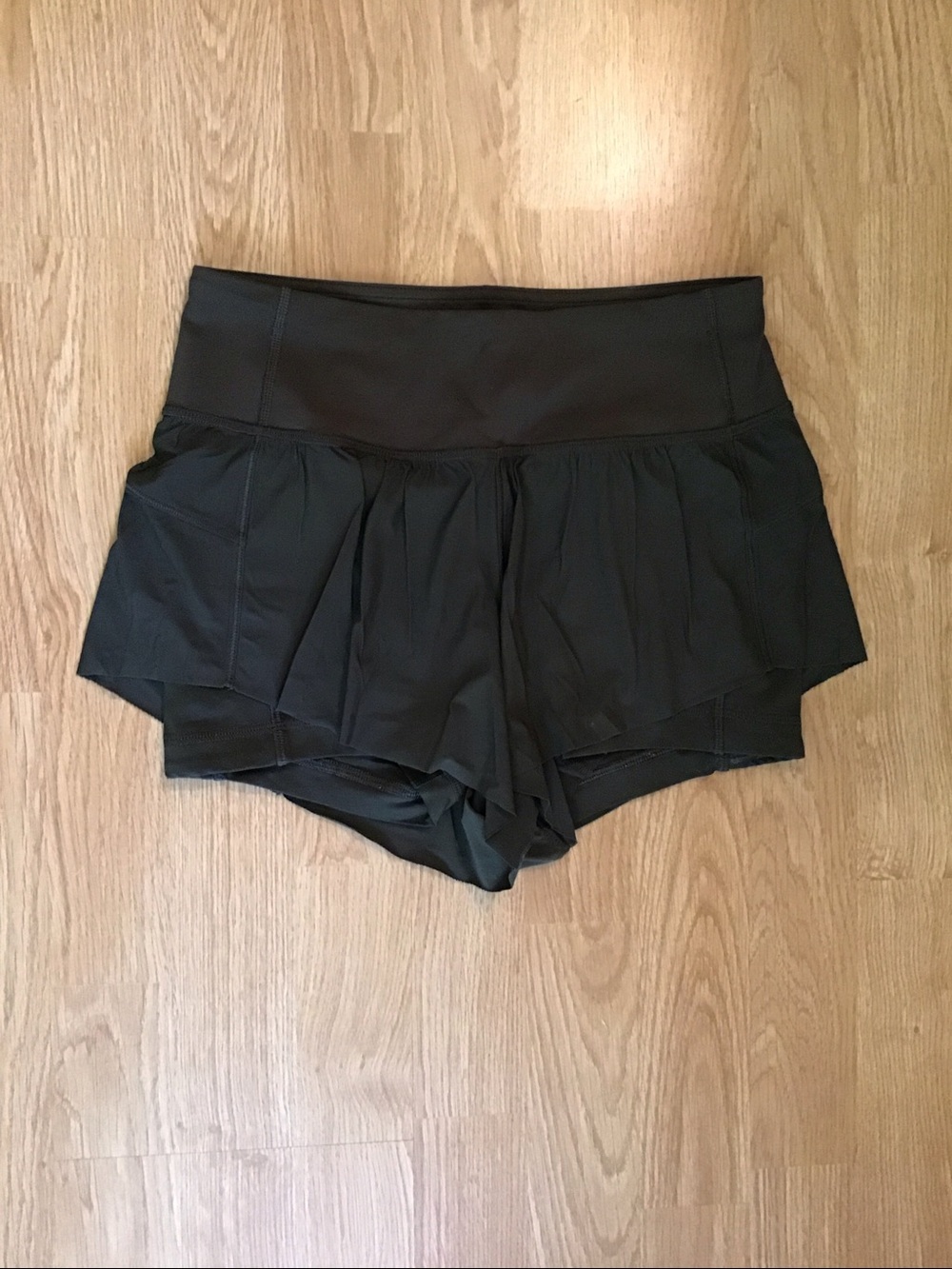 lululemon athletica Black Ruffle Overlay Active Skort Shortsdark green